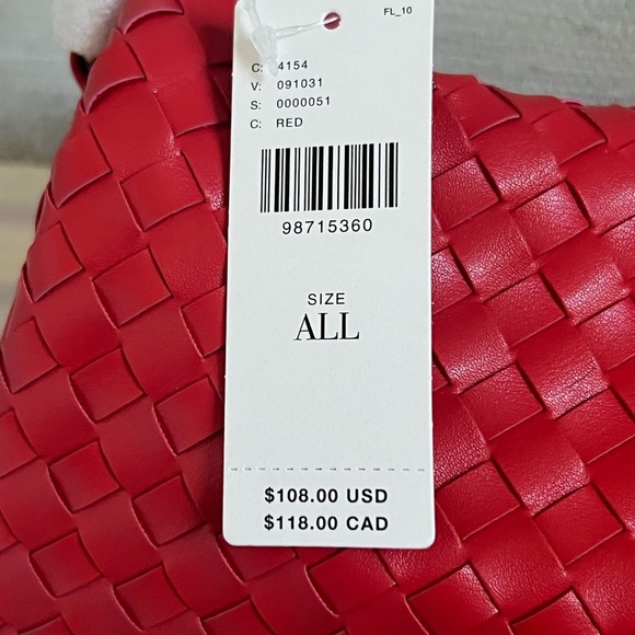 NWT new Anthropologie woven shoulder bag red faux leather zipper purse - Picture 11 of 14